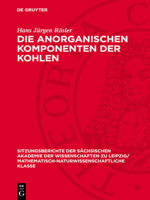 cover image of Die anorganischen Komponenten der Kohlen